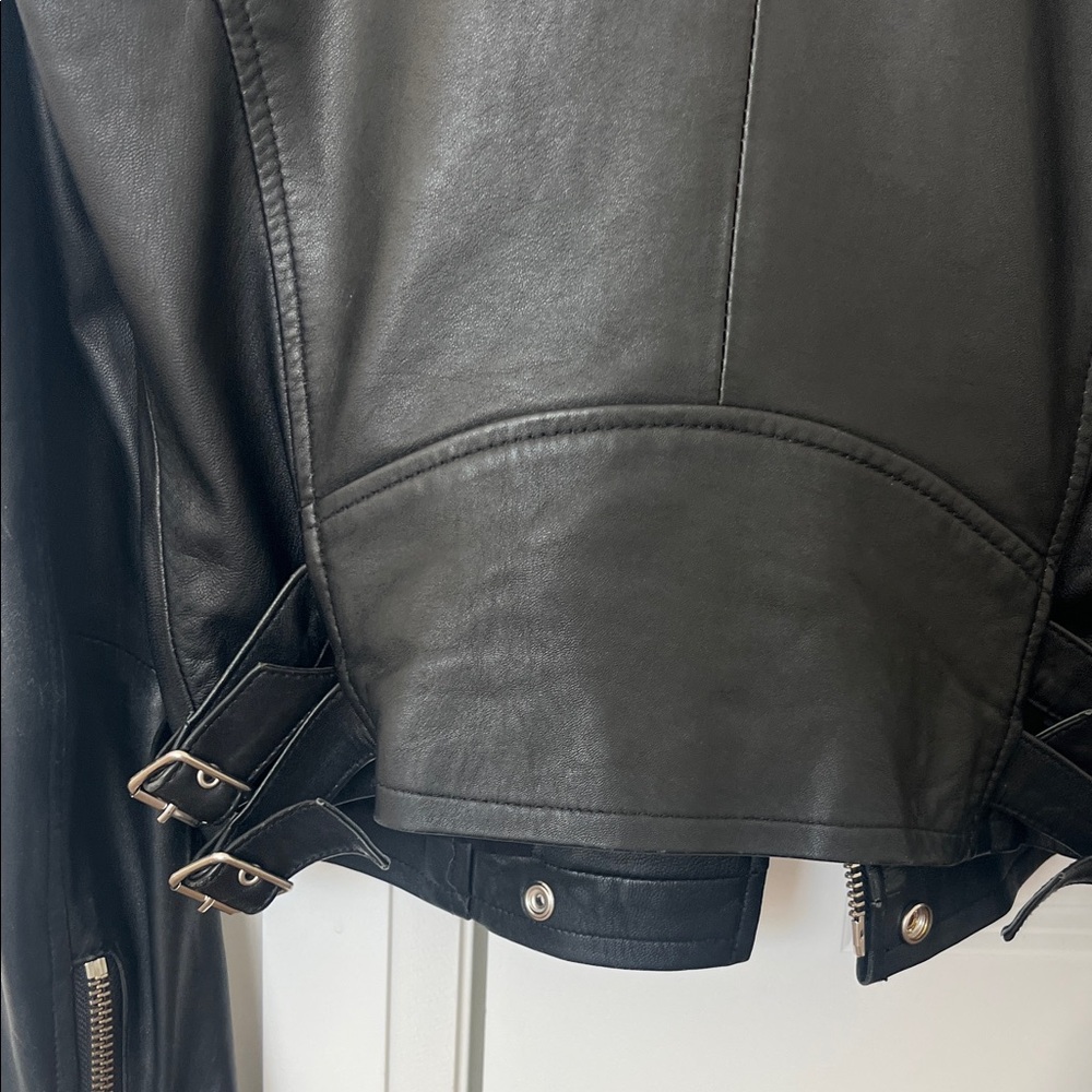 IRO Black Leather Jacket with Silver Accents - Picture 9 of 13